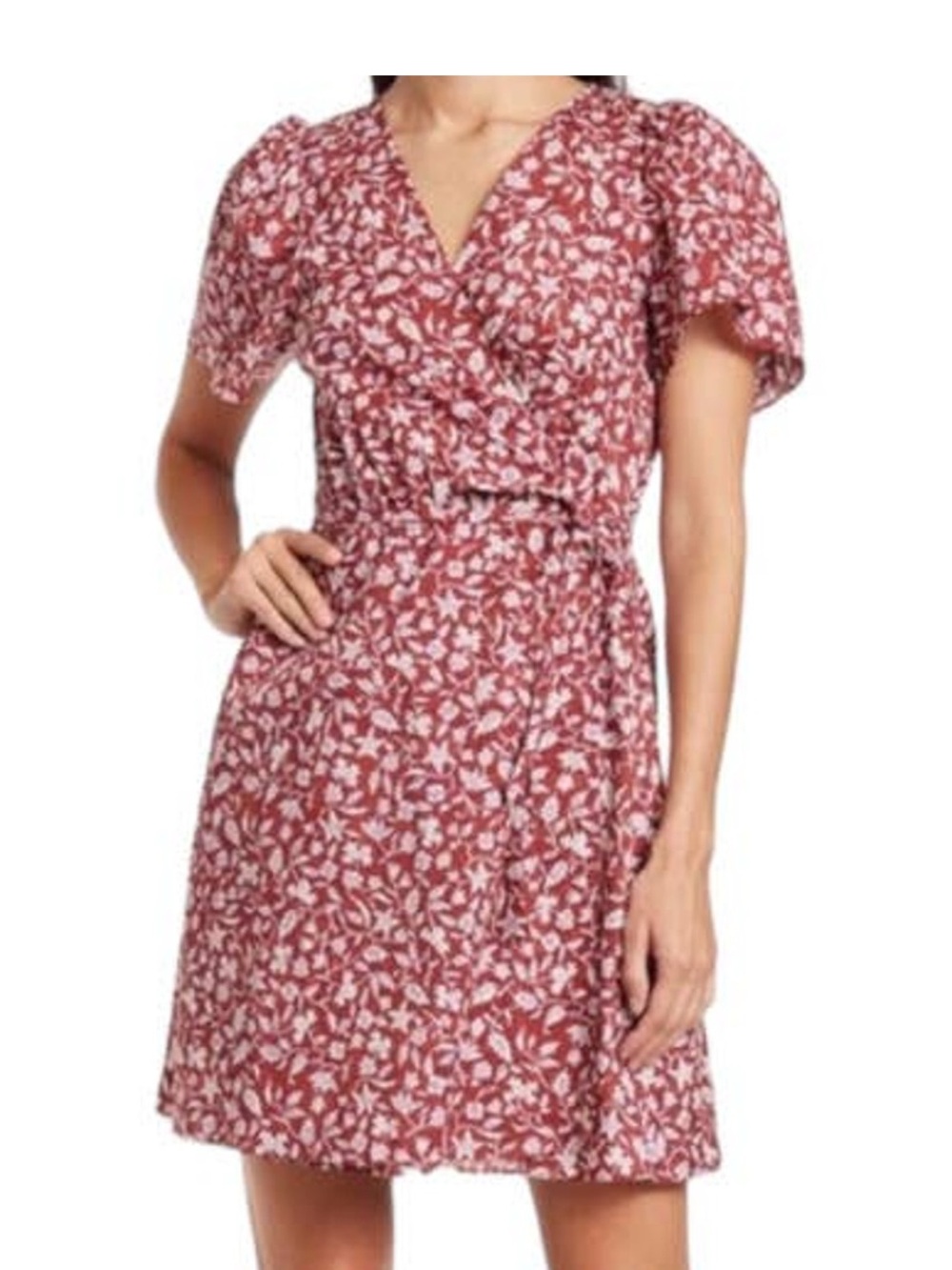 Madewell Dress Flutter sleeve wrap mini batik vine X-Small XS